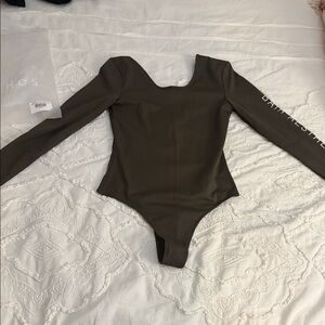 Long Sleeve Olive Scoop-Neck Women’s Bodysuit